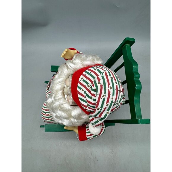 Vintage Rocking Chair Snoring Santa Claus Pajamas Animated Christmas 12" READ - Picture 5 of 7